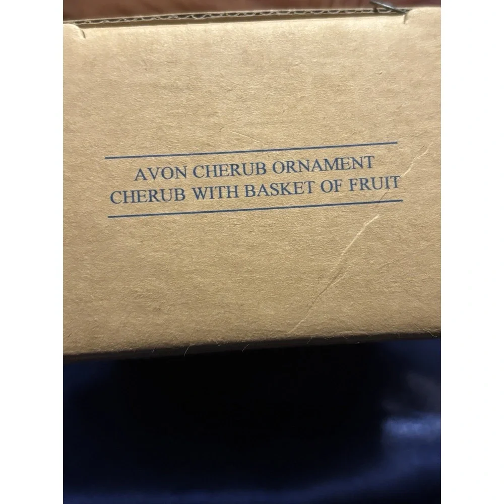 Vintage Avon Cherub Angel Ornament Basket of Fruit Gift Collection w/ Box[A1]